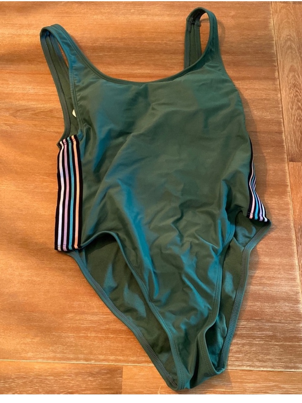 Xhilaration Scoop Neck One Piece Swimsuit Retro Side Ribbon Stripe